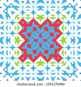 Antique mexican talavera ceramic. Hand drawn design. Vector seamless pattern concept. Red floral and abstract decor for scrapbooking, smartphone cases, T-shirts, bags or linens.