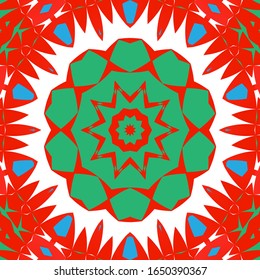 Antique mexican talavera ceramic. Hand drawn design. Vector seamless pattern concept. Red floral and abstract decor for scrapbooking, smartphone cases, T-shirts, bags or linens.