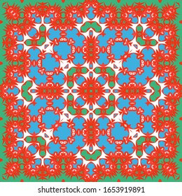Antique mexican talavera ceramic. Hand drawn design. Vector seamless pattern concept. Red floral and abstract decor for scrapbooking, smartphone cases, T-shirts, bags or linens.