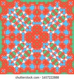 Antique mexican talavera ceramic. Hand drawn design. Vector seamless pattern concept. Red floral and abstract decor for scrapbooking, smartphone cases, T-shirts, bags or linens.