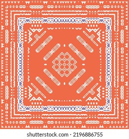 Antique mexican talavera ceramic. Hand drawn design. Vector seamless pattern collage. Red floral and abstract decor for scrapbooking, smartphone cases, T-shirts, bags or linens.