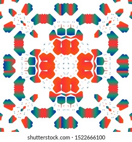 Antique mexican talavera ceramic. Minimal design. Vector seamless pattern watercolor. Red floral and abstract decor for scrapbooking, smartphone cases, T-shirts, bags or linens.