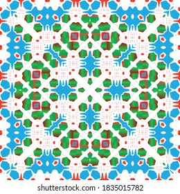 Antique mexican talavera ceramic. Minimal design. Vector seamless pattern watercolor. Red floral and abstract decor for scrapbooking, smartphone cases, T-shirts, bags or linens.