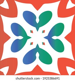 Antique mexican talavera ceramic. Minimal design. Vector seamless pattern poster. Red floral and abstract decor for scrapbooking, smartphone cases, T-shirts, bags or linens.