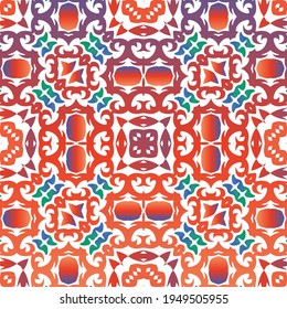Antique mexican talavera ceramic. Minimal design. Vector seamless pattern trellis. Red floral and abstract decor for scrapbooking, smartphone cases, T-shirts, bags or linens.