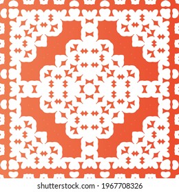 Antique mexican talavera ceramic. Minimal design. Vector seamless pattern frame. Red floral and abstract decor for scrapbooking, smartphone cases, T-shirts, bags or linens.
