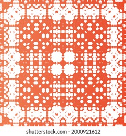 Antique mexican talavera ceramic. Minimal design. Vector seamless pattern frame. Red floral and abstract decor for scrapbooking, smartphone cases, T-shirts, bags or linens.