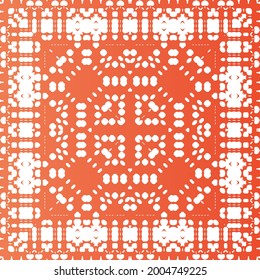 Antique mexican talavera ceramic. Minimal design. Vector seamless pattern frame. Red floral and abstract decor for scrapbooking, smartphone cases, T-shirts, bags or linens.
