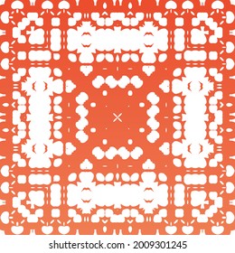 Antique mexican talavera ceramic. Minimal design. Vector seamless pattern frame. Red floral and abstract decor for scrapbooking, smartphone cases, T-shirts, bags or linens.