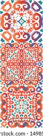Antique mexican talavera ceramic. Modern design. Collection of vector seamless patterns. Red floral and abstract decor for scrapbooking, smartphone cases, T-shirts, bags or linens.