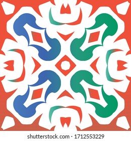Antique mexican talavera ceramic. Original design. Vector seamless pattern poster. Red floral and abstract decor for scrapbooking, smartphone cases, T-shirts, bags or linens.