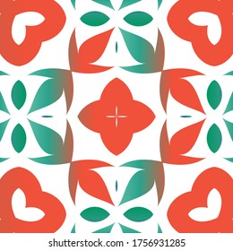 Antique mexican talavera ceramic. Original design. Vector seamless pattern texture. Red floral and abstract decor for scrapbooking, smartphone cases, T-shirts, bags or linens.