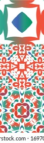 Antique mexican talavera ceramic. Set of vector seamless patterns. Original design. Red floral and abstract decor for scrapbooking, smartphone cases, T-shirts, bags or linens.