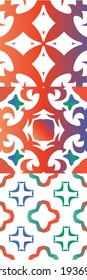 Antique mexican talavera ceramic. Universal design. Kit of vector seamless patterns. Red floral and abstract decor for scrapbooking, smartphone cases, T-shirts, bags or linens.