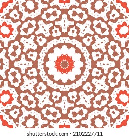 Antique mexican talavera ceramic. Universal design. Vector seamless pattern trellis. Red floral and abstract decor for scrapbooking, smartphone cases, T-shirts, bags or linens.