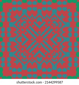Antique mexican talavera ceramic. Universal design. Vector seamless pattern trellis. Red floral and abstract decor for scrapbooking, smartphone cases, T-shirts, bags or linens.