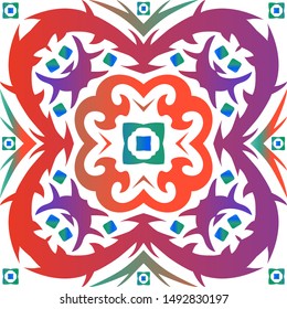 Antique mexican talavera ceramic. Vector seamless pattern theme. Fashionable design. Red floral and abstract decor for scrapbooking, smartphone cases, T-shirts, bags or linens.