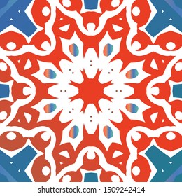Antique mexican talavera ceramic. Vector seamless pattern concept. Graphic design. Red floral and abstract decor for scrapbooking, smartphone cases, T-shirts, bags or linens.
