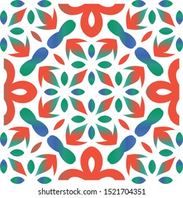Antique mexican talavera ceramic. Vector seamless pattern collage. Colored design. Red floral and abstract decor for scrapbooking, smartphone cases, T-shirts, bags or linens.