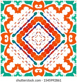 Antique mexican talavera ceramic. Vector seamless pattern concept. Graphic design. Red floral and abstract decor for scrapbooking, smartphone cases, T-shirts, bags or linens.