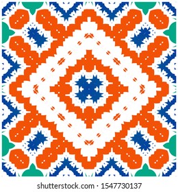 Antique mexican talavera ceramic. Vector seamless pattern concept. Graphic design. Red floral and abstract decor for scrapbooking, smartphone cases, T-shirts, bags or linens.