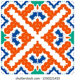 Antique mexican talavera ceramic. Vector seamless pattern concept. Graphic design. Red floral and abstract decor for scrapbooking, smartphone cases, T-shirts, bags or linens.