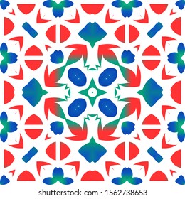 Antique mexican talavera ceramic. Vector seamless pattern illustration. Modern design. Red floral and abstract decor for scrapbooking, smartphone cases, T-shirts, bags or linens.
