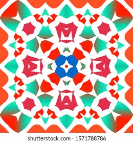 Antique mexican talavera ceramic. Vector seamless pattern illustration. Modern design. Red floral and abstract decor for scrapbooking, smartphone cases, T-shirts, bags or linens.