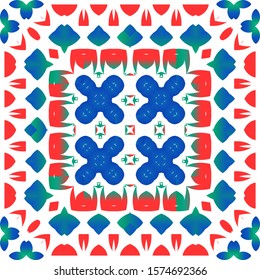 Antique mexican talavera ceramic. Vector seamless pattern illustration. Modern design. Red floral and abstract decor for scrapbooking, smartphone cases, T-shirts, bags or linens.