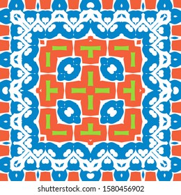 Antique mexican talavera ceramic. Vector seamless pattern concept. Graphic design. Red floral and abstract decor for scrapbooking, smartphone cases, T-shirts, bags or linens.