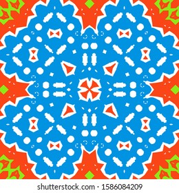 Antique mexican talavera ceramic. Vector seamless pattern concept. Graphic design. Red floral and abstract decor for scrapbooking, smartphone cases, T-shirts, bags or linens.