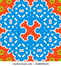 Antique mexican talavera ceramic. Vector seamless pattern concept. Graphic design. Red floral and abstract decor for scrapbooking, smartphone cases, T-shirts, bags or linens.