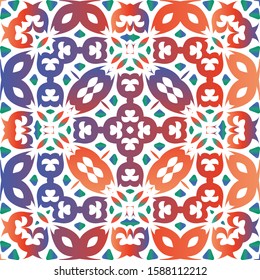 Antique mexican talavera ceramic. Vector seamless pattern collage. Creative design. Red floral and abstract decor for scrapbooking, smartphone cases, T-shirts, bags or linens.