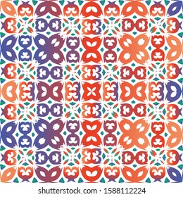 Antique mexican talavera ceramic. Vector seamless pattern texture. Creative design. Red floral and abstract decor for scrapbooking, smartphone cases, T-shirts, bags or linens.