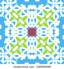 Antique mexican talavera ceramic. Vector seamless pattern concept. Graphic design. Red floral and abstract decor for scrapbooking, smartphone cases, T-shirts, bags or linens.