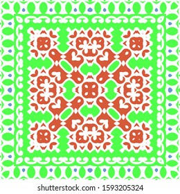Antique mexican talavera ceramic. Vector seamless pattern concept. Graphic design. Red floral and abstract decor for scrapbooking, smartphone cases, T-shirts, bags or linens.