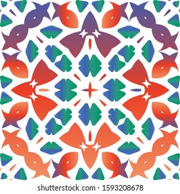 Antique mexican talavera ceramic. Vector seamless pattern watercolor. Creative design. Red floral and abstract decor for scrapbooking, smartphone cases, T-shirts, bags or linens.