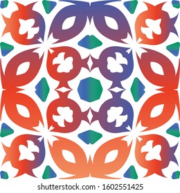 Antique mexican talavera ceramic. Vector seamless pattern template. Original design. Red floral and abstract decor for scrapbooking, smartphone cases, T-shirts, bags or linens.