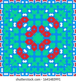 Antique mexican talavera ceramic. Vector seamless pattern illustration. Modern design. Red floral and abstract decor for scrapbooking, smartphone cases, T-shirts, bags or linens.