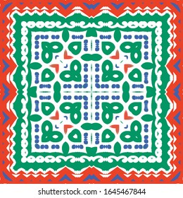 Antique mexican talavera ceramic. Vector seamless pattern concept. Graphic design. Red floral and abstract decor for scrapbooking, smartphone cases, T-shirts, bags or linens.