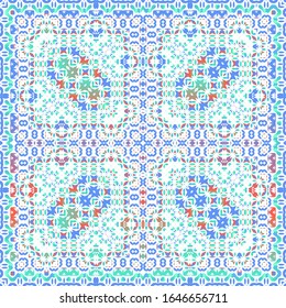 Antique mexican talavera ceramic. Vector seamless pattern collage. Colored design. Red floral and abstract decor for scrapbooking, smartphone cases, T-shirts, bags or linens.