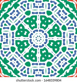 Antike mexikanische Talavera-Keramik. Vektorillustration nahtloses Musterkonzept. Grafikdesign. Rote florale und abstrakte Dekoration für Scrapbooking, Smartphone-Kisten, T-Shirts, Taschen oder Leinenbetten.