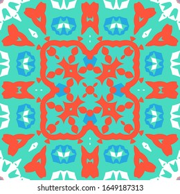 Cerámica antigua mexicana talavera. Concepto de patrón sin fisuras del vector. Diseño gráfico. Decoración floral y abstracta roja para la reserva de chatarra, estuches para smartphones, pantalones en T, bolsas o ropa de cama.