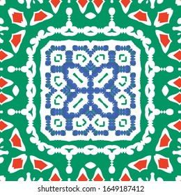 Antique mexican talavera ceramic. Vector seamless pattern concept. Graphic design. Red floral and abstract decor for scrapbooking, smartphone cases, T-shirts, bags or linens.