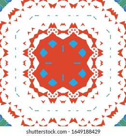 Cerámica antigua mexicana talavera. Concepto de patrón sin fisuras del vector. Diseño gráfico. Decoración floral y abstracta roja para la reserva de chatarra, estuches para smartphones, pantalones en T, bolsas o ropa de cama.