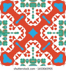 Antique mexican talavera ceramic. Vector seamless pattern concept. Graphic design. Red floral and abstract decor for scrapbooking, smartphone cases, T-shirts, bags or linens.