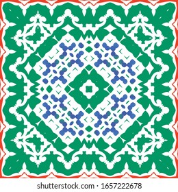 Cerámica antigua mexicana talavera. Concepto de patrón sin fisuras del vector. Diseño gráfico. Decoración floral y abstracta roja para la reserva de chatarra, estuches para smartphones, pantalones en T, bolsas o ropa de cama.