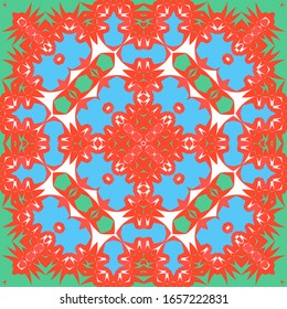 Cerámica antigua mexicana talavera. Concepto de patrón sin fisuras del vector. Diseño gráfico. Decoración floral y abstracta roja para la reserva de chatarra, estuches para smartphones, pantalones en T, bolsas o ropa de cama.