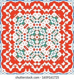 Antique mexican talavera ceramic. Vector seamless pattern concept. Graphic design. Red floral and abstract decor for scrapbooking, smartphone cases, T-shirts, bags or linens.