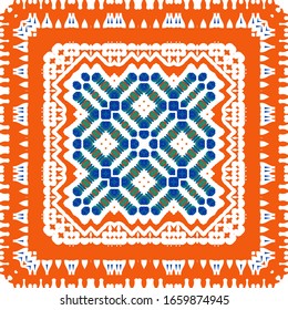 Cerámica antigua mexicana talavera. Concepto de patrón sin fisuras del vector. Diseño gráfico. Decoración floral y abstracta roja para la reserva de chatarra, estuches para smartphones, pantalones en T, bolsas o ropa de cama.